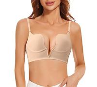 RUITOTP Sujetadores sin Costuras Cuello V Push Up Bralette Básicos Sexy Bandolera Ajustable Comodos Suaves Elástico Sujetador Sujetador sin Aros Mujer Sujetadores ligero acolchado
