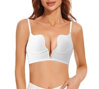 RUITOTP Sujetadores sin Costuras Cuello V Push Up Bralette Básicos Sexy Bandolera Ajustable Comodos Suaves Elástico Sujetador Sujetador sin Aros Mujer Sujetadores ligero acolchado