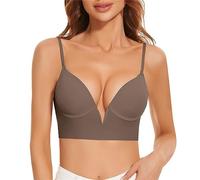 RUITOTP Sujetadores sin Costuras Cuello V Push Up Bralette Básicos Sexy Bandolera Ajustable Comodos Suaves Elástico Sujetador Sujetador sin Aros Mujer Sujetadores ligero acolchado