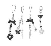 Ruittos 1-4 dijes estéticos para teléfono móvil Y2K, correa de fresa rosa, mariposa, estrella, accesorios para bolsa de teléfono, llavero, Airpods, cámara, colgantes, decoración, 15 cm, Acrílico, No