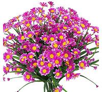 Ruiuzioong Flores Artificiales de Margaritas para decoración al Aire Libre, 4 Unidades, no se decolora, Flores de plástico sintético, para jardín, Porche, decoración de Ventana de Granja (Fucsia)