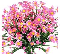 Ruiuzioong Flores Artificiales de Margaritas para decoración al Aire Libre, 4 Unidades, no se decolora, Flores de plástico sintético, para jardín, Porche, decoración de Ventana de Granja (Rosa)