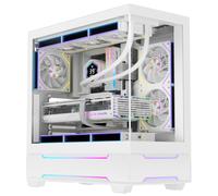 RUIX OV703 ATX - Carcasa de PC de torre media, 4 ventiladores ARGB preinstalados, paneles frontales y laterales de vidrio templado panorámico, tiras de luz ARGB, soporte de radiador de 360 mm, USB 3.0