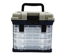 Ruixf Estuche de 4 Ajustable con Compartimento de Almacenaje, Caja para Aparejos de Pesca, Negro