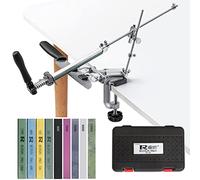 RUIXIN PRO RX-009 - Afilador de cuchillos profesional con 9 piedras de afilar, rotación de 360°, diseño de giro de acero inoxidable de ángulo fijo, kit de afilado de cuchillos de chef de cocina,