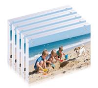 RUIXUAN Marco de fotos acrílico, cristal, pantalla transparente, marco de fotos magnético para fotos familiares, fotos de bodas y fotos de bebés (transparente, 13 x 18 cm)