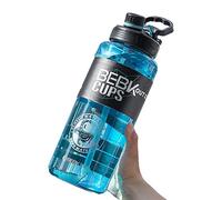RUIXUE Botella Agua de gimnasio azul de 1,7 l,Garrafa Agua para beber con pajita, sin BPA,a prueba de fugas,Botella agua deporte con indicador de mililitros,para gimnasio,camping,senderismo,etc