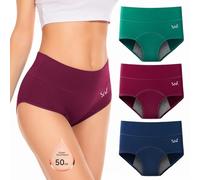 RUIXUE Bragas Menstruales Mujer Cintura Alta Braga Menstrual Algodón Ropa Interior Protección para Regla Período Moderado Pack de 3