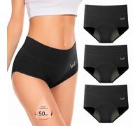 RUIXUE Bragas Menstruales Mujer Cintura Alta Braga Menstrual Algodón Ropa Interior Protección para Regla Período Moderado Pack de 3