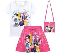 RUIYHE Demonic Pop Hunter - Conjunto de falda plisada y conjuntos de tres piezas para niña (3268,82663rosa, bolsa, 110)