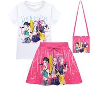 RUIYHE Demonic Pop Hunter - Conjunto de falda plisada y conjuntos de tres piezas para niña (3268,82663rosa, bolsa, 100)