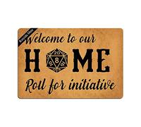 Ruiyida Tapete de entrada con texto en inglés "Welcome to Our Home" para iniciativa, divertido felpudo decorativo para interiores, no tejido, 23.6 x 15.7 pulgadas, lavable a máquina, parte superior de