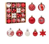 RUIYWEN 42 Piezas Bolas de Navidad de Plástico 3cm 6cm Bolas Decorativas Colgantes Bolas Adornos para Árbol de Navidad Guirnalda Decoración Fiestas (Rojo y Blanco)