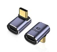 ruizhi Adaptador USB C de 90 ° Tipo C Hembra a Macho,USB4.0 de 40 Gbps de Transferencia de Datos Tipo C OTG,100W Datos de alimentación 8K Adaptador de Conector de extensión de vídeo,Paquete de 2