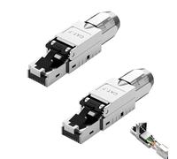 RUIZHI Conector de red CAT 7 RJ45 para cable LAN rígido Ethernet, CAT6A CAT7, sin herramientas, LSA, 10 Gbps, AWG 23-26, conector LAN, blindado STP (2 unidades)