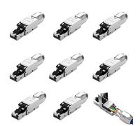 RUIZHI Conector de red CAT 7 RJ45 para cable LAN rígido Ethernet, CAT6A CAT7, sin herramientas, LSA, 10 Gbit/s, AWG 23-26, conector LAN, blindado STP (8 unidades)