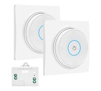 RUIZHI Juego de interruptores de luz inalámbricos resistentes al agua, RF, interruptor de luz inalámbrico, sin batería, sin batería, con receptor, mando a distancia para interior y exterior (2