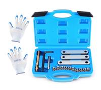 RUIZHI Juego de reparación de roscas de freno de 16 piezas con 1 par de guantes, rosca para pinza de freno, rosca M9 x 1,25, compatible con VAG VW Audi, Ford Opel