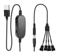 RUIZHI Regulador de velocidad de ventilador de PC, 12 V, USB DC 5 V Stepup a 12 V, controlador de velocidad de ventilador de 2 pines, regulador de velocidad con 1 cable adaptador de alimentación para