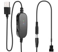 RUIZHI Regulador de velocidad de ventilador de PC, 12 V, USB DC 5 V Stepup a 12 V, controlador de velocidad de ventilador de 2 pines, regulador de velocidad con 1 cable adaptador de ventilador a 2 PC