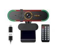 Rujcloud Cámara web 4K para Windows/MacOS/Android/Linux, con micrófono y control remoto, cubierta de privacidad, Plug & Play, PDAF, para Zoom/Skype/Teams Meet, conferencias y videollamadas