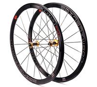RUJIXU Juego Ruedas Bicicleta Carretera 700c Rueda Bicicleta Carreras Llantas Doble Pared 40mm 8-11 Velocidades Casete Buje Fibra Carbono Rueda Liberación Rápida Freno Llanta 1900g