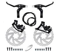 RUJOI Kit de Freno de Disco de Bicicleta, Pinza de Aluminio Delantera y Trasera, Palanca de Freno de Bicicleta de aleación de Aluminio Completa, Rotor de 140 mm, ajustador mecánico sin Herramientas