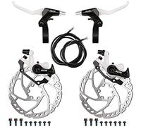 RUJOI Kit de freno de disco de bicicleta, pinza de aluminio delantera y trasera, palanca de freno de bicicleta de aleación de aluminio completa, rotor de 160 mm, ajustador de almohadillas mecánicas