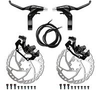 RUJOI Kit de freno de disco de bicicleta, pinza de aluminio delantera y trasera, palanca de freno de bicicleta de aleación de aluminio completa, rotor de 160 mm, ajustador de almohadillas mecánicas