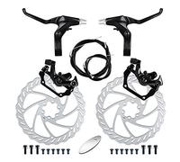 RUJOI Kit de freno de disco de bicicleta, pinza de aluminio delantera y trasera, palanca de freno de bicicleta de aleación de aluminio completa, rotor de 180 mm, ajustador de almohadillas mecánicas