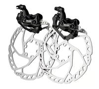 RUJOI Kit de freno de disco para bicicleta, pinza delantera y trasera de aluminio, rotor de 160 mm, ajustador de almohadilla mecánico sin herramientas para bicicleta de carretera, bicicleta de montaña