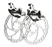 RUJOIKit de freno de disco de bicicleta, pinza de aluminio delantera y trasera, rotor de 160 mm, ajustador de almohadillas mecánicas sin herramientas para bicicleta de carretera