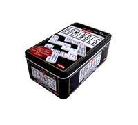 rukauf Juego de dominó doble 12 en una lata de metal, juego de 91 piezas de tren mexicano