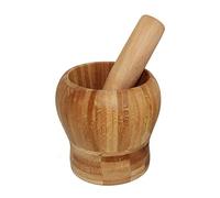 rukauf. Mortero y mano de madera de bambú, picador para especias, hierbas, etc. 11 cm