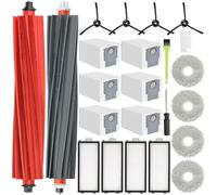 RUKHOOL Kit de Accesorios de Repuesto para Roborock Qrevo Master/Qrevo Slim, 2 Cepillos Principales, 4 Filtros, 4 Cepillos Laterales, 4 Paños para Fregona, 6 Bolsas de Polvo