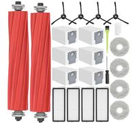 RUKHOOL Kit de Accesorios de Repuesto para Roborock Qrevo S/Qrevo Pro/Qrevo Plus/QRevo MaxV, 2 Cepillos Principales, 4 Filtros, 4 Cepillos Laterales, 4 Paños para Fregona,6 Bolsas de Polvo