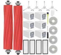 RUKHOOL Kit de Accesorios de Repuesto para Roborock Qrevo S/Qrevo Pro/Qrevo Plus/QRevo MaxV, 6 Bolsas Polvo, 2 Cepillos Principales, 4 Filtros, 4 Cepillos Laterales Blanco 4 Paños para Fregona