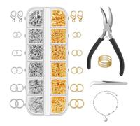 Rukjmqi Kit De Reparación De Joyería, 1200 Piezas Herramientas para Hacer Joyas, Componentes Para Cierres De Pendientes Para Cumpleaños, Día De San Valentín, Aniversarios, Vestimenta Casual, Viajes Y