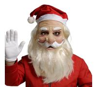 Rukjmqi Máscara De Santa,Navideña Realista Divertida Látex,Cubierta De Cabeza Para Adultos Para Fiestas Con Gorro De Santa - Para Hombres Mujeres Niños Adultos Reunión Familiar Navideña Celebración
