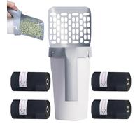 Rukjmqi Pala para esparcir gatos 2 en 1, polipropileno, 16 x 12 x 30 cm, con recipiente, sin suciedad, antiadherente, con bolsa de basura para la caja de arena