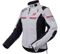 Rukka Armatou-R impermeable Chaqueta textil de motocicleta para mujer, Gris claro/negro/rojo, Talla 36