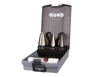 RUKO HSS R101020RO - Juego de brocas para tubos y hojas con 1 pasta de corte de 30 g en estuche de plástico, acabado brillante, 4 piezas