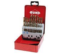 RUKO HSSE-Co - Juego de 5 brocas de acero en caja DIN 338, tipo VA, acabado dorado, 21 piezas, R215850