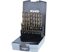 RUKO HSSE-Co R215214RO - Juego de brocas helicoidales (5 unidades, DIN 338, tipo VA, acabado dorado, 19 piezas)