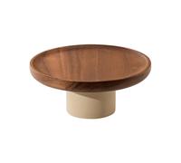 Rulbelok Elegante bandeja de postre de madera con cubierta a prueba de polvo para celebración y uso diario, soporte de madera y vidrio para tartas