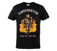 Rule Out Herren Bombero Camiseta. Firefighter. First In Last out. Casual Wear (Talla Large)
