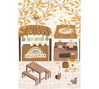 Ruled Notebook, For Note-taking, Jotting, Journaling, Planning or Diary for School and Work, 7”x10”, 150 Lined Pages, Cream Paper, Softcover, Urban Shop Front, Farmer Market Scene, Stationery Gift