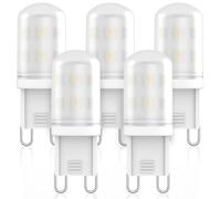 RuLEDne Bombilla LED G9 2W Sustitución para bombilla halógena 28W 25W 20W, Bombilla LED G9 Blanco cálido 2700K, AC 220V-240V, CRI 85+, Sin parpadeo, ángulo de 360 grados (6000K 5PCS)