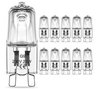 RuLEDne Bombillas halógenas G9 25W 2800 K, blanco cálido transparente,230V 470lm, bombilla halógena con casquillo G9, sin parpadeo, ángulo de haz de 360, paquete de 10