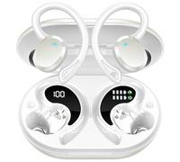 Rulefiss Auriculares Inalámbricos, Bluetooth 5.3, 48H Estéreo Cancelacion Ruido, IP7 Impermeable Cascos Deportivos, Carga Rápida Tipo-C[Perla blanca]